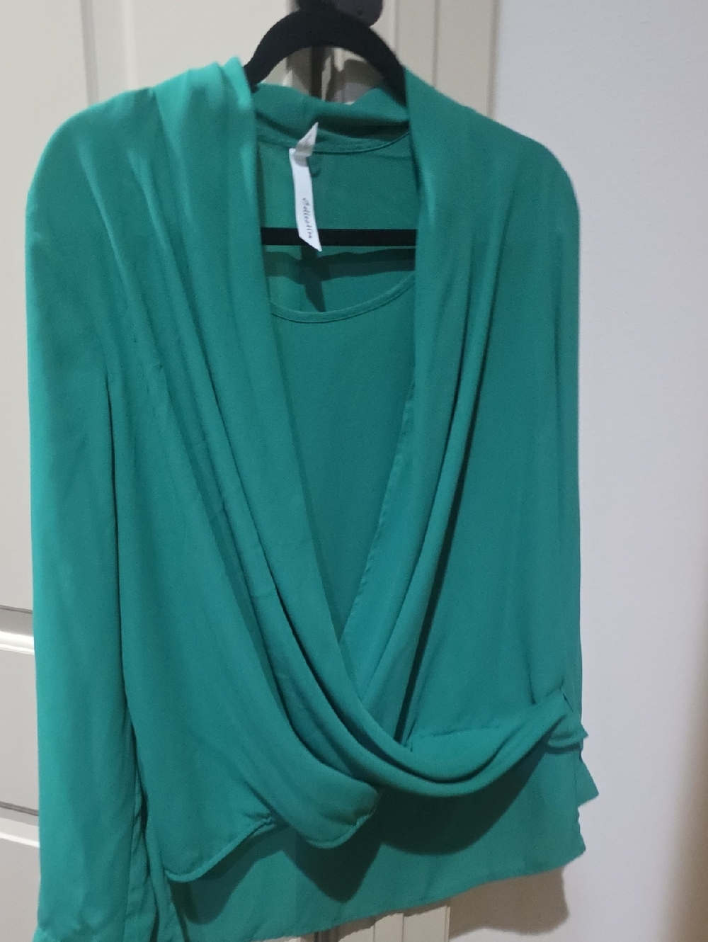 JM Collection Teal Blouse with Draped Front
